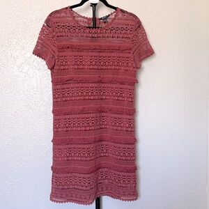Anthropologie Red Pink Sheath Mini Dress